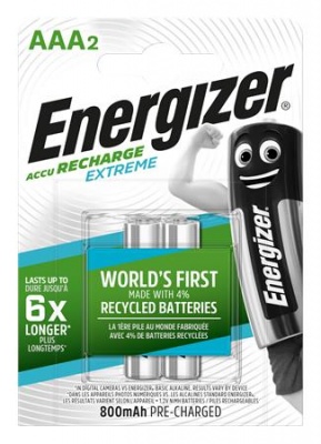 Tölthető elem, AAA mikro, 2x800 mAh, előtöltött, ENERGIZER "Extreme"